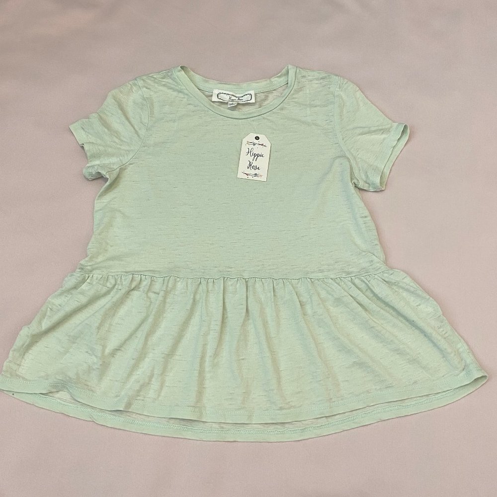 Hippie Rose Mint Peplum Top, S